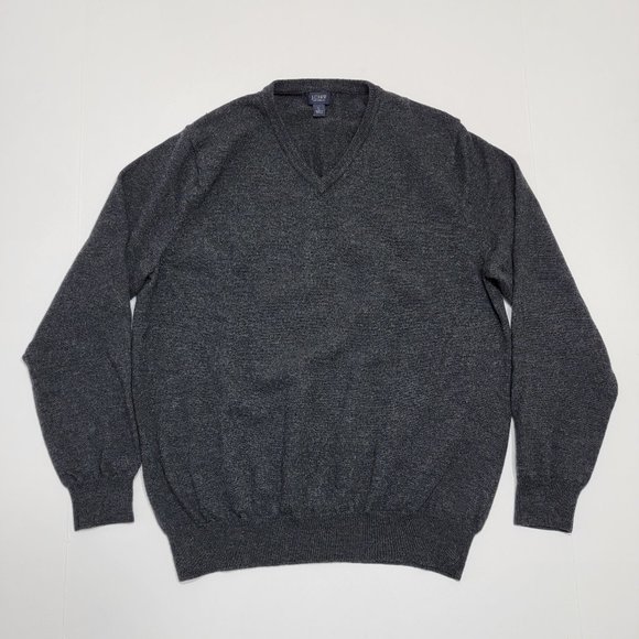 J.Crew Pullover Sweater - Vneck - Wool - Gray - Me - Picture 1 of 9